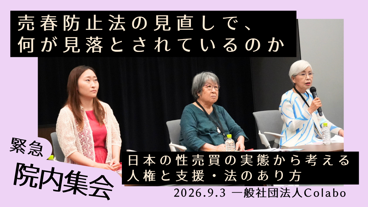 【動画・配布資料】緊急院内集会「売春防止法の見直しで、何が見落とされているのか」